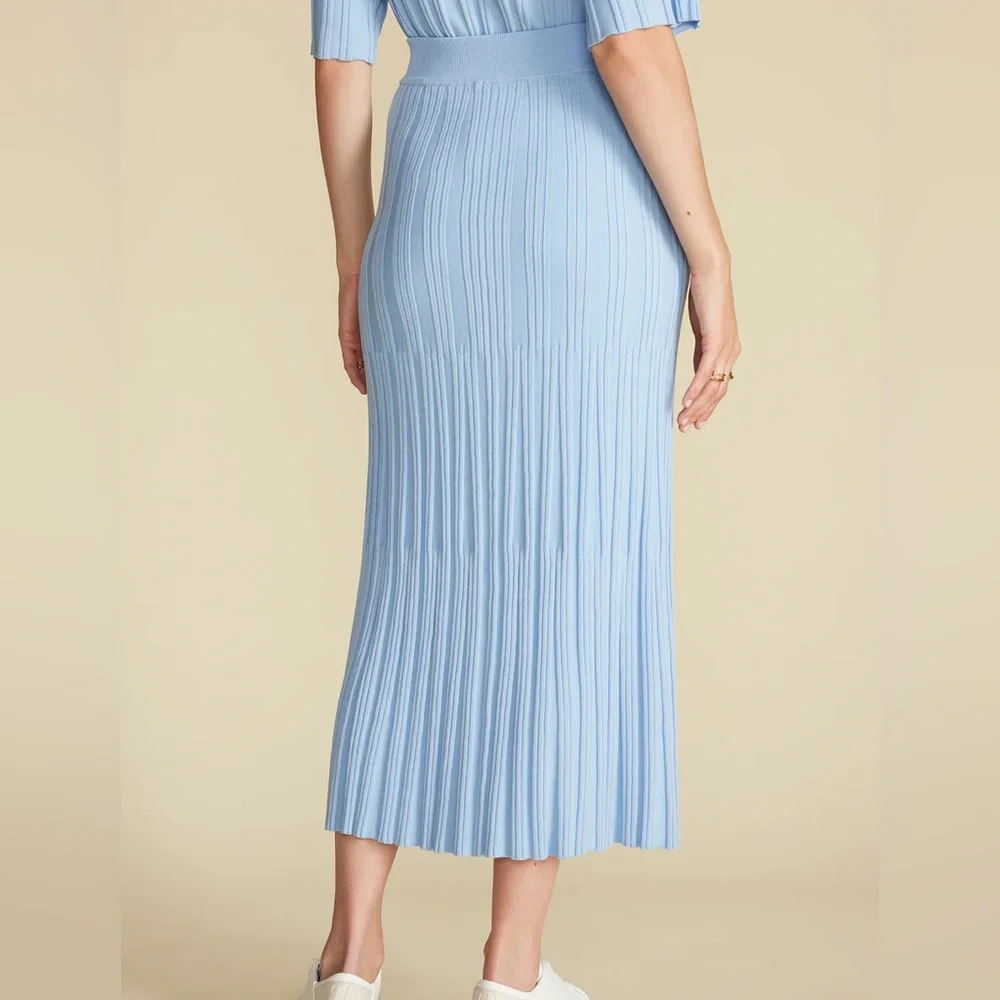 NWT! Amour Vert Cerise Knit Midi Skirt in Sky Blue - S